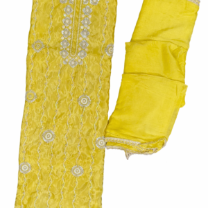 Luxury Yellow Embroidered Organza Suit – Unstitched