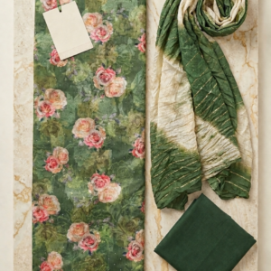 Elegant Floral Green Suit Set – Timeless Ethnic Beauty